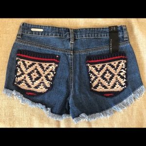 Denim Shorts with Back Pocket Designs